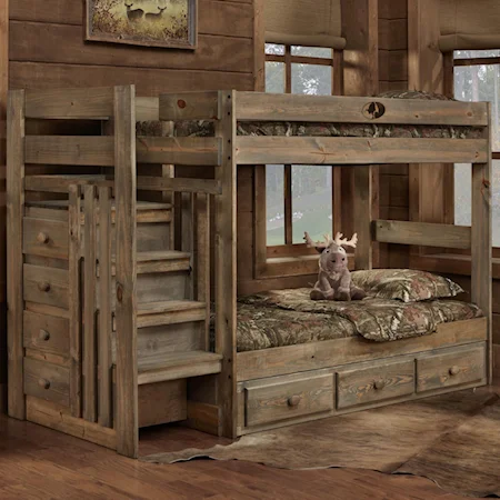 Twin Bunk Bed with Storage Stairs